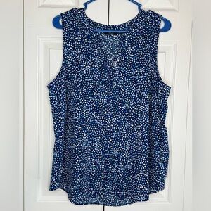 Tank Top Pleated Crepe Apt. 9 Women's Textured Blue Button Front Sleeveless XL